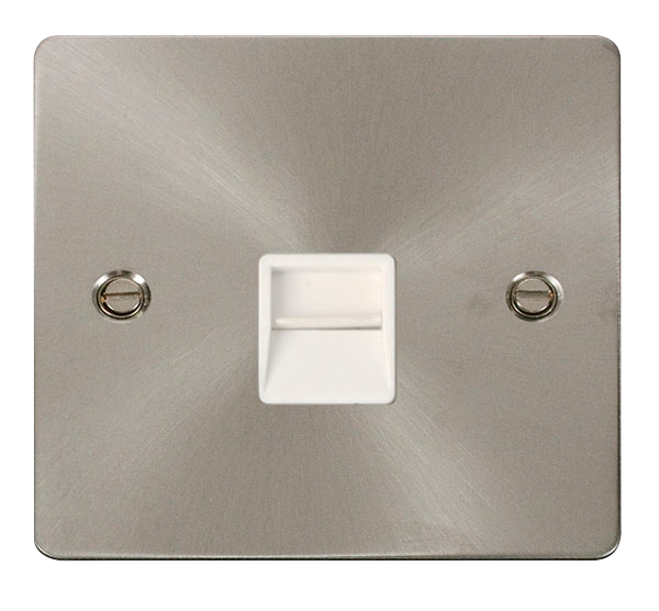 Scolmore FPBS120WH Define Brushed Stainless Flat Pl Sgl Tel. Mas  Scolmore - Sparks Warehouse