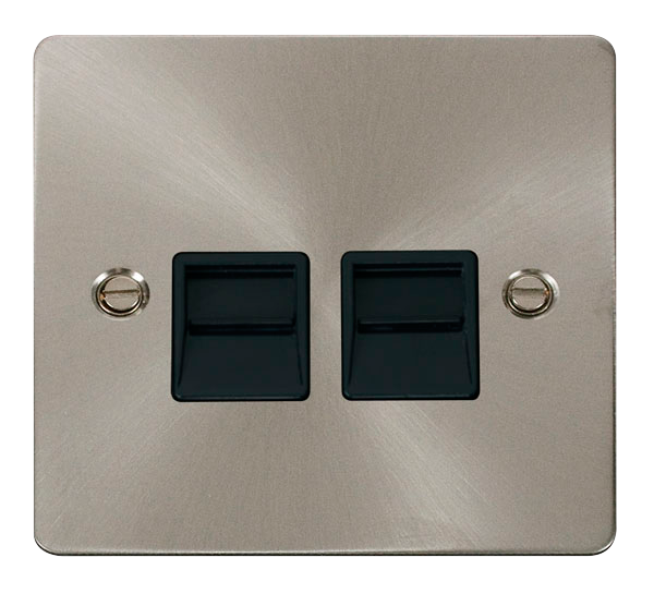 Scolmore FPBS121BK Define Brushed Stainless Flat Pl Twin Tel.mas  Scolmore - Sparks Warehouse