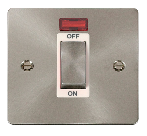 Scolmore FPBS501WH Define Brushed Stainless Ingot 1g 45a Dp Switch Neon Wh  Scolmore - Sparks Warehouse