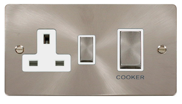 Scolmore FPBS504WH Define Brushed Stainless Ingot 45a Dp Sw 13a Sw Socket Wh  Scolmore - Sparks Warehouse