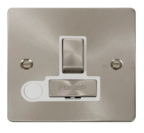 Scolmore FPBS551WH Define Brushed Stainless Flat Plate Ingot 13a Switched Spur+f/o  Scolmore - Sparks Warehouse