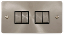 Scolmore FPBSBK-SMART4 - 2G Plate 2 x 2 Apertures Supplied With 4 x 10AX 2 Way Ingot Retractive Switch Modules - Black Define Scolmore - Sparks Warehouse