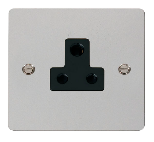 Scolmore FPCH038BK Define Polished Chrome Flat Plate 5a Round Pin Socket Outlet  Scolmore - Sparks Warehouse