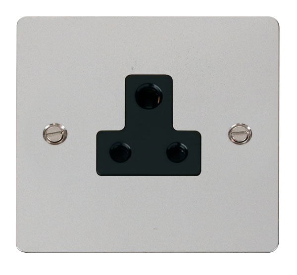 Scolmore FPCH038BK Define Polished Chrome Flat Plate 5a Round Pin Socket Outlet  Scolmore - Sparks Warehouse