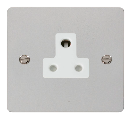 Scolmore FPCH038WH Define Polished Chrome Flat Plate 5a Round Pin Socket Outlet  Scolmore - Sparks Warehouse