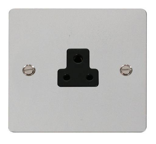 Scolmore FPCH039BK Define Polished Chrome Flat Plate 2a Round Pin Socket Outlet  Scolmore - Sparks Warehouse