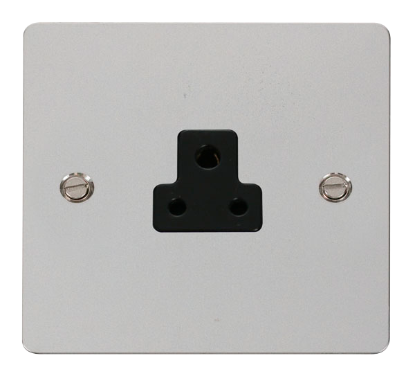 Scolmore FPCH039BK Define Polished Chrome Flat Plate 2a Round Pin Socket Outlet  Scolmore - Sparks Warehouse