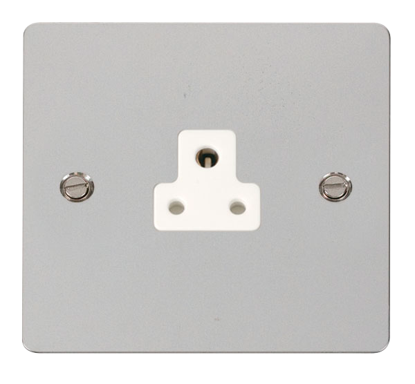 Scolmore FPCH039WH Define Polished Chrome Flat Plate 2a Round Pin Socket Outlet  Scolmore - Sparks Warehouse