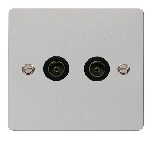 Scolmore FPCH066BK Define Polished Chrome Flat Plate Double Coaxial Socket  Scolmore - Sparks Warehouse