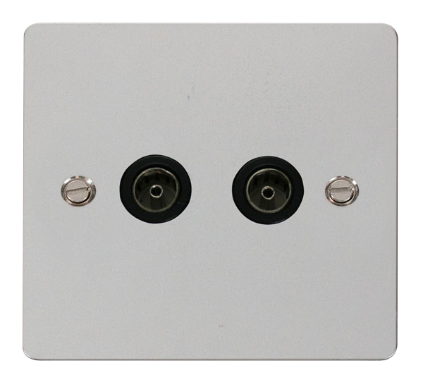 Scolmore FPCH066BK Define Polished Chrome Flat Plate Double Coaxial Socket  Scolmore - Sparks Warehouse