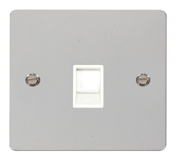 Scolmore FPCH115WH Define Polished Chrome Flat Plate Single Rj11 Telephone Socket  Scolmore - Sparks Warehouse