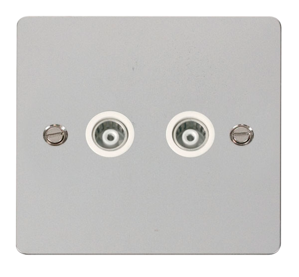 Scolmore FPCH159WH Define Polished Chrome Flat Pl 2g Isol.coax  Scolmore - Sparks Warehouse