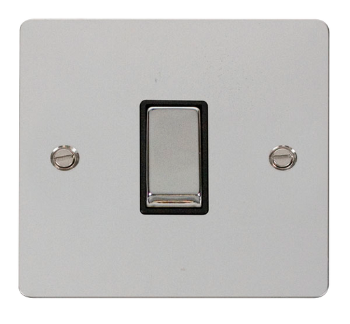 Scolmore FPCH411BK Define Polished Chrome Flat Plate Ingot 10a 1gang 2way Switch  Scolmore - Sparks Warehouse