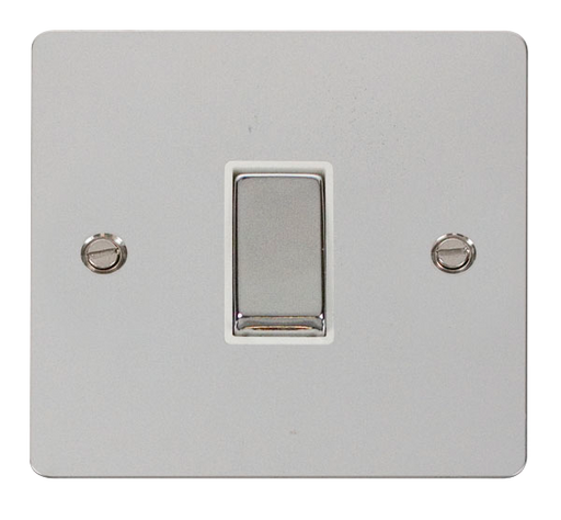 Scolmore FPCH411WH Define Polished Chrome Flat Plate Ingot 10a 1gang 2way Switch  Scolmore - Sparks Warehouse