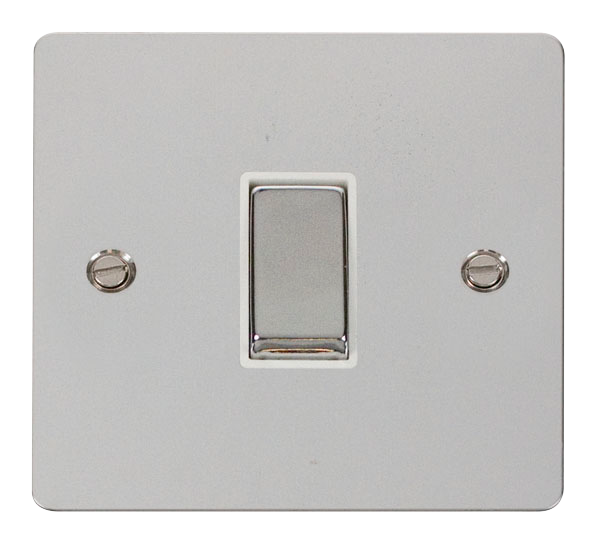 Scolmore FPCH411WH Define Polished Chrome Flat Plate Ingot 10a 1gang 2way Switch  Scolmore - Sparks Warehouse