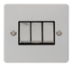 Scolmore FPCH413BK Define Polished Chrome Flat Plate Ingot 10a 3gang 2way Switch  Scolmore - Sparks Warehouse