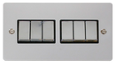 Scolmore FPCH416BK Define Polished Chrome Flat Plate Ingot 10a 6gang 2way Switch  Scolmore - Sparks Warehouse