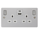 Scolmore FPCH586WH Define Polished Chrome 2g 13a Sw Skt 4.2a A&c Usb Ingot Fpch Wh  Scolmore - Sparks Warehouse