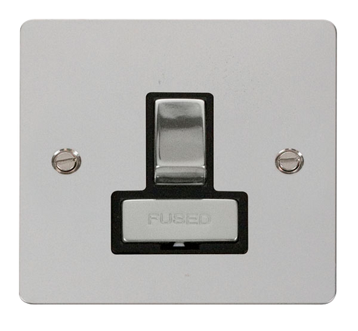 Scolmore FPCH751BK Define Polished Chrome Flat Plate Ingot 13a Switch Spur W/o F/o  Scolmore - Sparks Warehouse