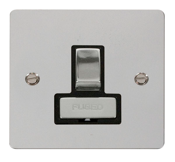 Scolmore FPCH751BK Define Polished Chrome Flat Plate Ingot 13a Switch Spur W/o F/o  Scolmore - Sparks Warehouse