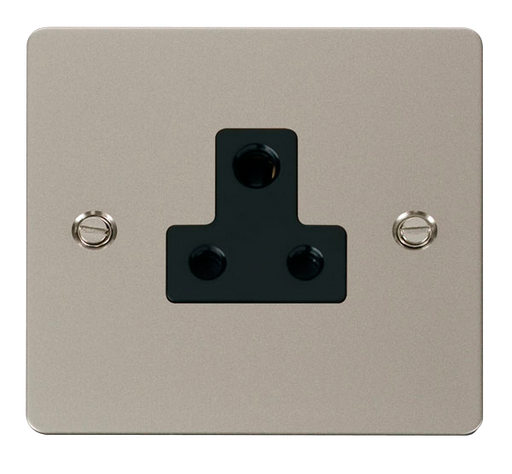 Scolmore FPPN038BK Define Pearl Nickel Flat Plate 5a Round Pin Socket Outlet  Scolmore - Sparks Warehouse