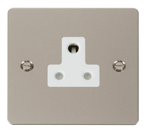 Scolmore FPPN038WH Define Pearl Nickel Flat Plate 5a Round Pin Socket Outlet  Scolmore - Sparks Warehouse