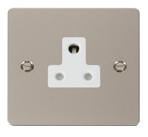 Scolmore FPPN038WH Define Pearl Nickel Flat Plate 5a Round Pin Socket Outlet  Scolmore - Sparks Warehouse