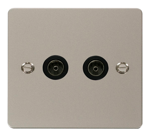 Scolmore FPPN066BK Define Pearl Nickel Flat Plate Double Coaxial Socket  Scolmore - Sparks Warehouse