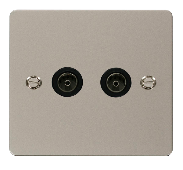 Scolmore FPPN066BK Define Pearl Nickel Flat Plate Double Coaxial Socket  Scolmore - Sparks Warehouse