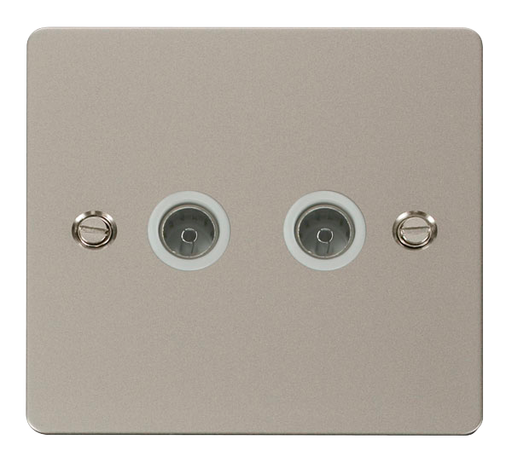 Scolmore FPPN066WH Define Pearl Nickel Flat Plate Double Coaxial Socket  Scolmore - Sparks Warehouse