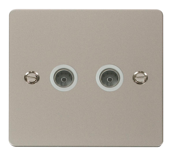 Scolmore FPPN066WH Define Pearl Nickel Flat Plate Double Coaxial Socket  Scolmore - Sparks Warehouse