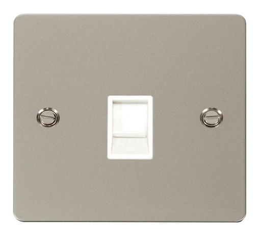 Scolmore FPPN115WH Define Pearl Nickel Flat Plate Single Rj11 Telephone Socket  Scolmore - Sparks Warehouse