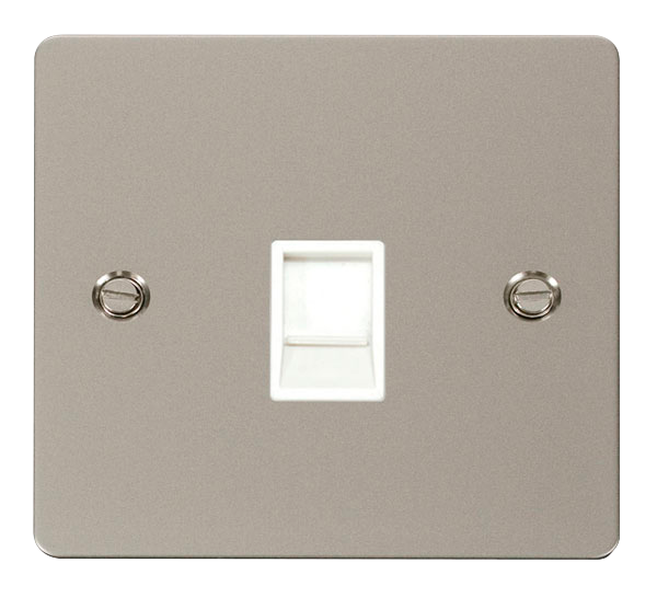 Scolmore FPPN115WH Define Pearl Nickel Flat Plate Single Rj11 Telephone Socket  Scolmore - Sparks Warehouse