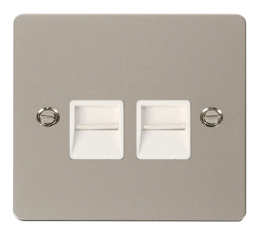 Scolmore FPPN121WH Define Pearl Nickel Flat Pl Twin Tel.mas  Scolmore - Sparks Warehouse