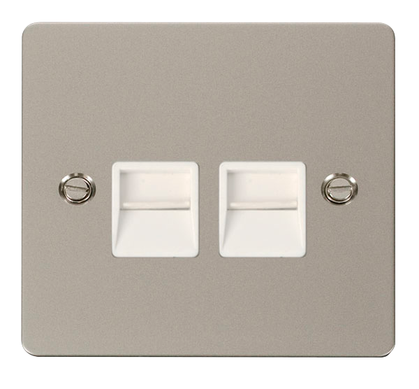 Scolmore FPPN121WH Define Pearl Nickel Flat Pl Twin Tel.mas  Scolmore - Sparks Warehouse