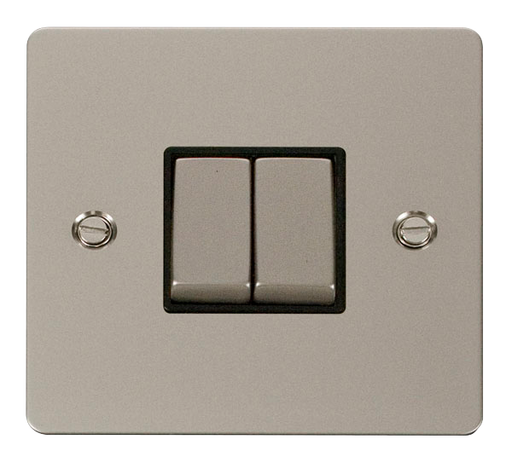 Scolmore FPPN412BK Define Pearl Nickel Flat Plate Ingot 10a 2gang 2way Switch  Scolmore - Sparks Warehouse