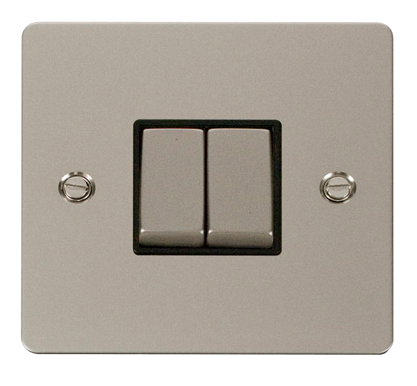 Scolmore FPPN412BK Define Pearl Nickel Flat Plate Ingot 10a 2gang 2way Switch  Scolmore - Sparks Warehouse