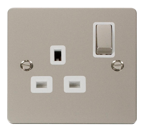 Scolmore FPPN535WH Define Pearl Nickel Flat Pl Ingot 1gang 13a Dp Switched Skt  Scolmore - Sparks Warehouse