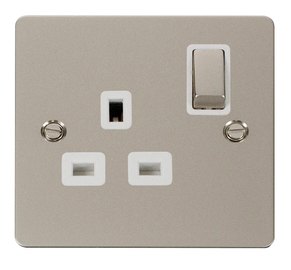 Scolmore FPPN535WH Define Pearl Nickel Flat Pl Ingot 1gang 13a Dp Switched Skt  Scolmore - Sparks Warehouse