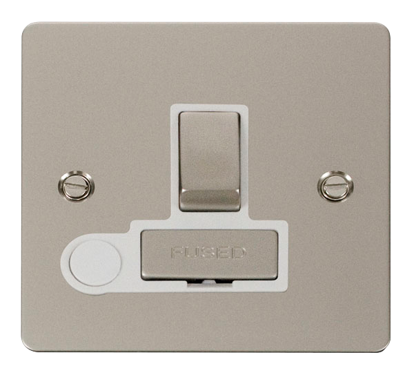 Scolmore FPPN551WH Define Pearl Nickel Flat Plate Ingot 13a Switched Spur+f/o  Scolmore - Sparks Warehouse