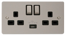 Scolmore FPPN570BK Define Pearl Nickel 13a 2g Sw Skt With 2.1a Usb Pn Bk Ingot  Scolmore - Sparks Warehouse