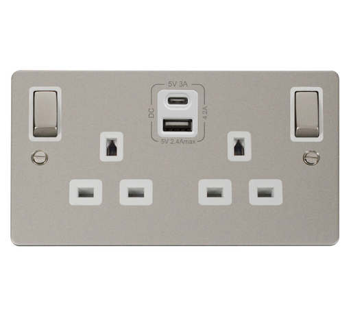 Scolmore FPPN586WH Define Peal Nickel 2g 13a Sw Skt 4.2a A&c Usb Ingot Fppn Wh  Scolmore - Sparks Warehouse