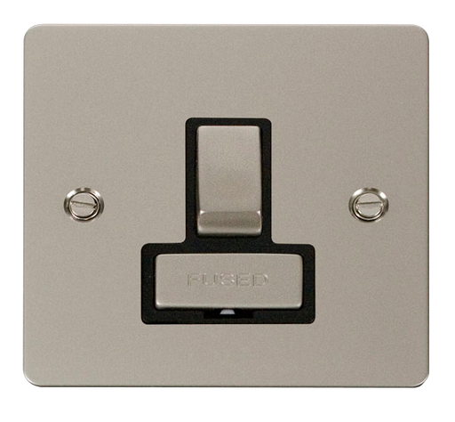 Scolmore FPPN751BK Define Pearl Nickel Flat Plate Ingot 13a Switch Spur W/o F/o  Scolmore - Sparks Warehouse