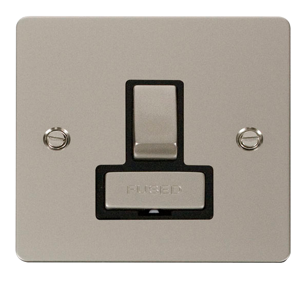 Scolmore FPPN751BK Define Pearl Nickel Flat Plate Ingot 13a Switch Spur W/o F/o  Scolmore - Sparks Warehouse