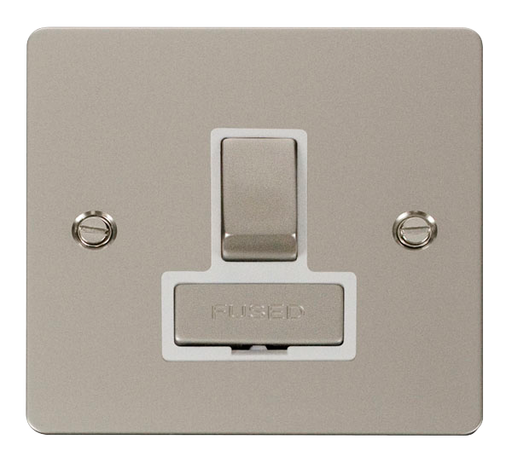 Scolmore FPPN751WH Define Pearl Nickel Flat Plate Ingot 13a Switch Spur W/o F/o  Scolmore - Sparks Warehouse