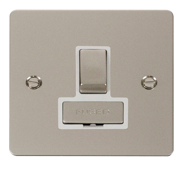 Scolmore FPPN751WH Define Pearl Nickel Flat Plate Ingot 13a Switch Spur W/o F/o  Scolmore - Sparks Warehouse