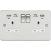Knightsbridge FPR9904NBCW Flat Plate 13A Smart 2G switched socket with USB chargers (2.4A) - Brushed Chrome with white insert ML Knightsbridge - Sparks Warehouse