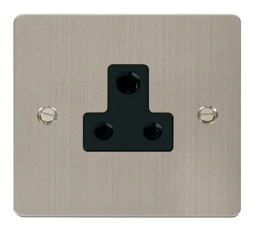 Scolmore FPSS038BK Define Stainless Steel Flat Plate 5a Round Pin Socket Outlet  Scolmore - Sparks Warehouse