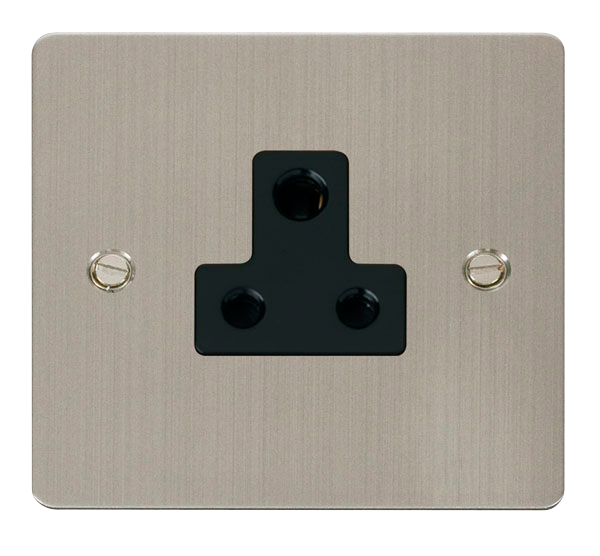 Scolmore FPSS038BK Define Stainless Steel Flat Plate 5a Round Pin Socket Outlet  Scolmore - Sparks Warehouse