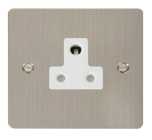 Scolmore FPSS038WH Define Stainless Steel Flat Plate 5a Round Pin Socket Outlet  Scolmore - Sparks Warehouse